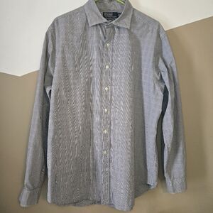 Polo Ralph Lauren Mens Classic Fit White Black Glen Plaid Button Dress Shirt XL